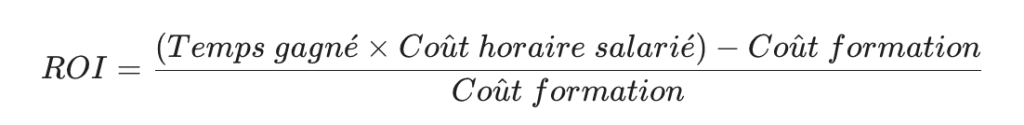 calcul ROI temps gagné IA formation