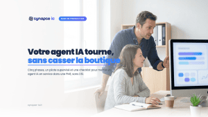 Responsable opérationnel de PME et collègue qui suivent un agent IA sur un tableau de bord, pour déployer un agent IA en entreprise